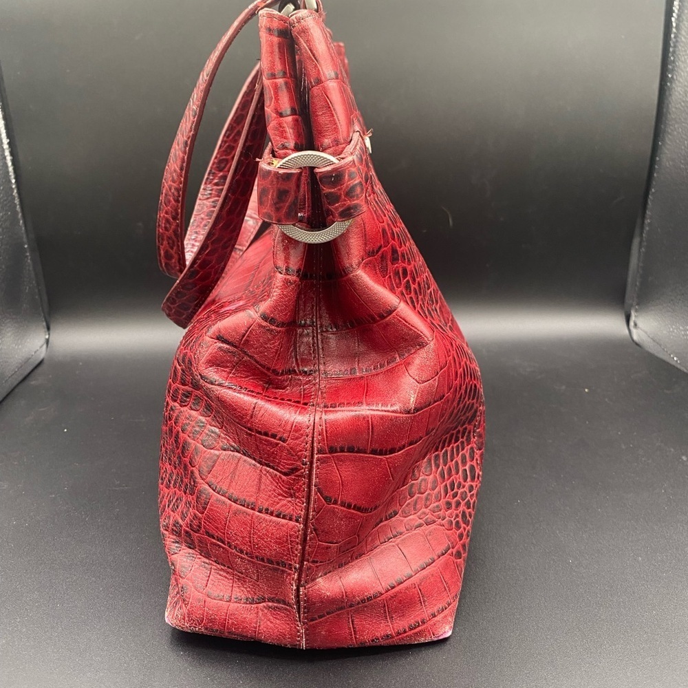 Ann Taylor Red Crocodile-Pattern Shoulder Bag- leather - Picture 2 of 11